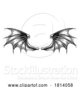 Vector Illustration of Bat Dragon Devil Vampire Demon Wings Drawing by AtStockIllustration