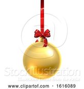 Vector Illustration of Bauble Christmas Ball Glass Ornament Gold by AtStockIllustration