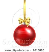 Vector Illustration of Bauble Christmas Ball Glass Ornament Red by AtStockIllustration