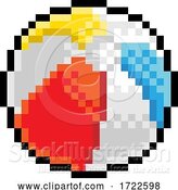 Vector Illustration of Beach Ball Pixel Art Eight Bit Game Icon by AtStockIllustration