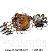 Vector Illustration of Bear Ice Hockey Player Animal Sports Mascot by AtStockIllustration