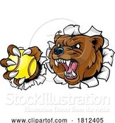 Vector Illustration of Bear Softball Animal Sports Team Mascot by AtStockIllustration