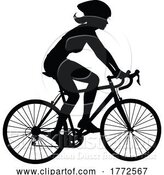 Vector Illustration of Bike and Bicyclist Silhouette by AtStockIllustration