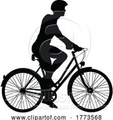 Vector Illustration of Bike and Bicyclist Silhouette by AtStockIllustration