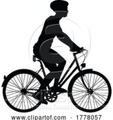 Vector Illustration of Bike and Bicyclist Silhouette by AtStockIllustration