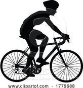 Vector Illustration of Bike and Bicyclist Silhouette by AtStockIllustration