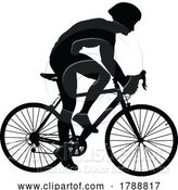 Vector Illustration of Bike and Bicyclist Silhouette by AtStockIllustration