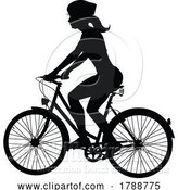 Vector Illustration of Bike and Bicyclist Silhouette by AtStockIllustration