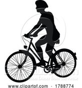 Vector Illustration of Bike and Bicyclist Silhouette by AtStockIllustration