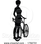 Vector Illustration of Bike and Bicyclist Silhouette by AtStockIllustration