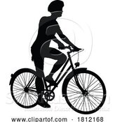 Vector Illustration of Bike and Bicyclist Silhouette by AtStockIllustration