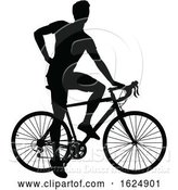 Vector Illustration of Bike Cyclist Riding Bicycle Silhouette by AtStockIllustration