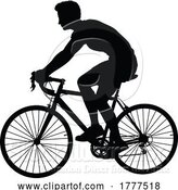 Vector Illustration of Bike Cyclist Riding Bicycle Silhouette by AtStockIllustration