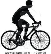 Vector Illustration of Bike Cyclist Riding Bicycle Silhouette by AtStockIllustration