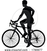 Vector Illustration of Bike Cyclist Riding Bicycle Silhouette by AtStockIllustration