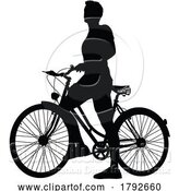 Vector Illustration of Bike Cyclist Riding Bicycle Silhouette by AtStockIllustration