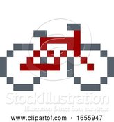 Vector Illustration of Bike or Bicycle Pixel 8 Bit Video Game Art Icon by AtStockIllustration