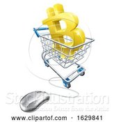 Vector Illustration of Bitcoin Computer Mouse Shopping Cart Concept by AtStockIllustration