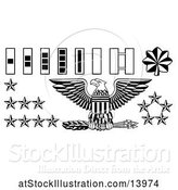 Vector Illustration of Black and White American Military Army Officer Rank Insignia Badges by AtStockIllustration