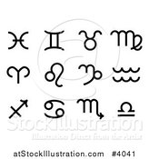 Vector Illustration of Black and White Astrology Zodiac Signs by AtStockIllustration