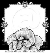 Vector Illustration of Black and White Border or Wedding Invitation with a Rose by AtStockIllustration
