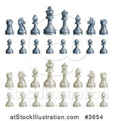 Vector Illustration of Black and White Chess Pieces by AtStockIllustration