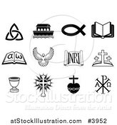 Vector Illustration of Black and White Christian Icons by AtStockIllustration