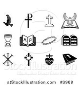 Vector Illustration of Black and White Christian Icons by AtStockIllustration