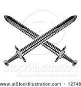 Vector Illustration of Black and White Crossed Medieval Swords by AtStockIllustration