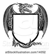 Vector Illustration of Black and White Dragon Shield by AtStockIllustration