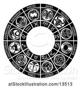 Vector Illustration of Black and White Horoscope Zodiac Astrology Circle by AtStockIllustration