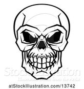 Vector Illustration of Black and White Human Skull by AtStockIllustration