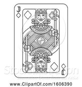 Vector Illustration of Black and White Jack of Diamonds Playing Card by AtStockIllustration