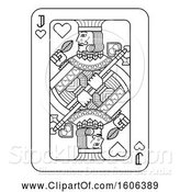 Vector Illustration of Black and White Jack of Hearts Playing Card by AtStockIllustration