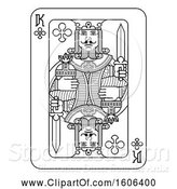 Vector Illustration of Black and White King of Clubs Playing Card by AtStockIllustration