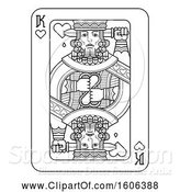 Vector Illustration of Black and White King of Hearts Playing Card by AtStockIllustration