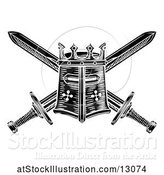 Vector Illustration of Black and White Knights Great Helm and Crossed Swords by AtStockIllustration