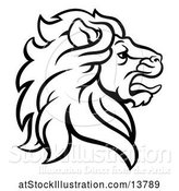 Vector Illustration of Black and White Male Lion Coat of Arms Head by AtStockIllustration