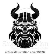 Vector Illustration of Black and White Male Viking Warrior Face by AtStockIllustration