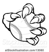 Vector Illustration of Black and White Monster Claw Holding a Baseball by AtStockIllustration