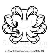 Vector Illustration of Black and White Monster Claw Holding a Bowling Ball by AtStockIllustration