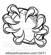 Vector Illustration of Black and White Monster Claw Holding a Football by AtStockIllustration