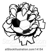 Vector Illustration of Black and White Monster Claws Ripping Through Metal with a Soccer Ball by AtStockIllustration