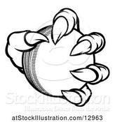 Vector Illustration of Black and White Monster or Eagle Claw Holding a Cricket Ball by AtStockIllustration