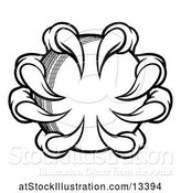 Vector Illustration of Black and White Monster or Eagle Claws Grabbing a Cricket Ball by AtStockIllustration