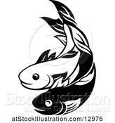 Vector Illustration of Black and White Pair of Fish by AtStockIllustration