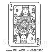 Vector Illustration of Black and White Queen of Spades Playing Card by AtStockIllustration