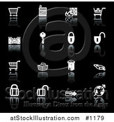 Vector Illustration of Black and White Secure Checkout Icons by AtStockIllustration