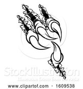 Vector Illustration of Black and White Sharp Claws Shredding Through Material by AtStockIllustration