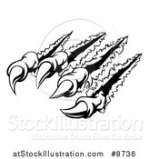 Vector Illustration of Black and White Sharp Claws Shredding Through Metal by AtStockIllustration